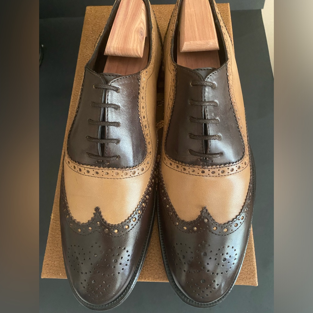 Messico Vero Cuoio Oxford Men’s Leather Shoes Wingtip Capuchino 7